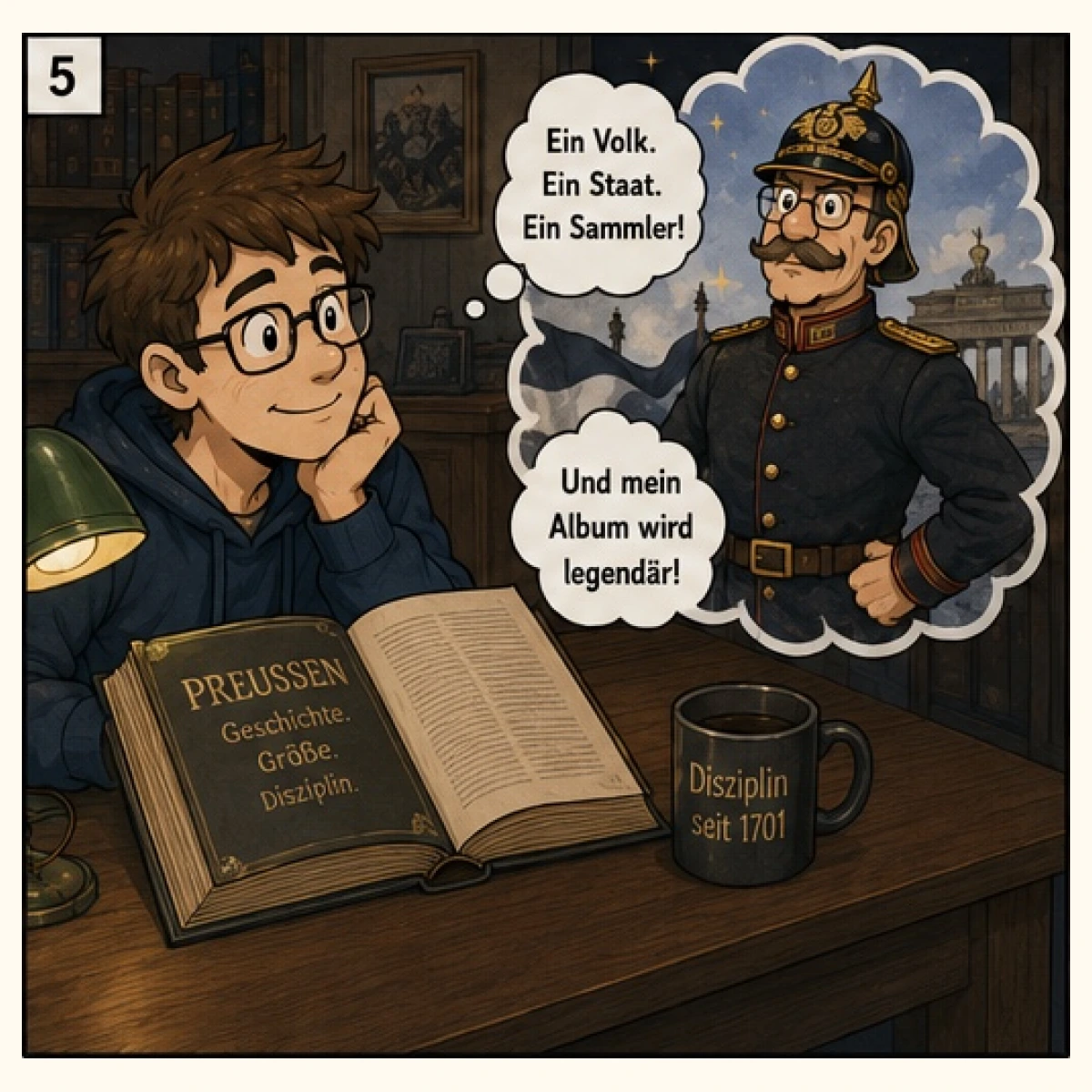 Preußenphilatelist erwirbt beim Fachhändler neue Briefmarken für seine Sammlung. - Bild 5